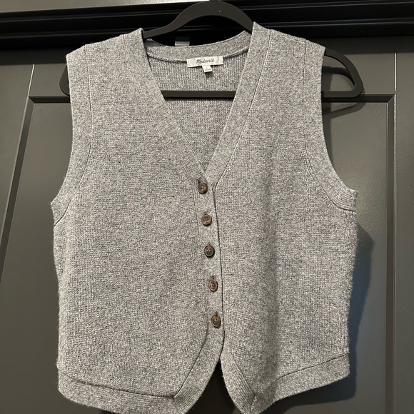 Madewell Gray Button-Up Vest - Picture 3 of 6